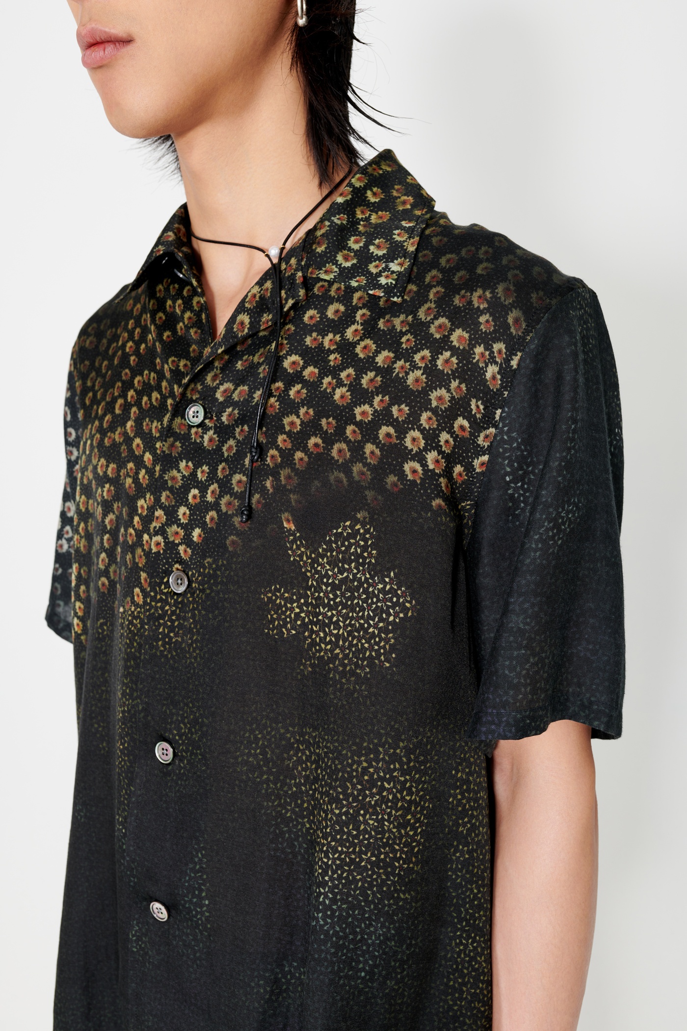 Box Shirt Shortsleeve Dark Flower Print - 3