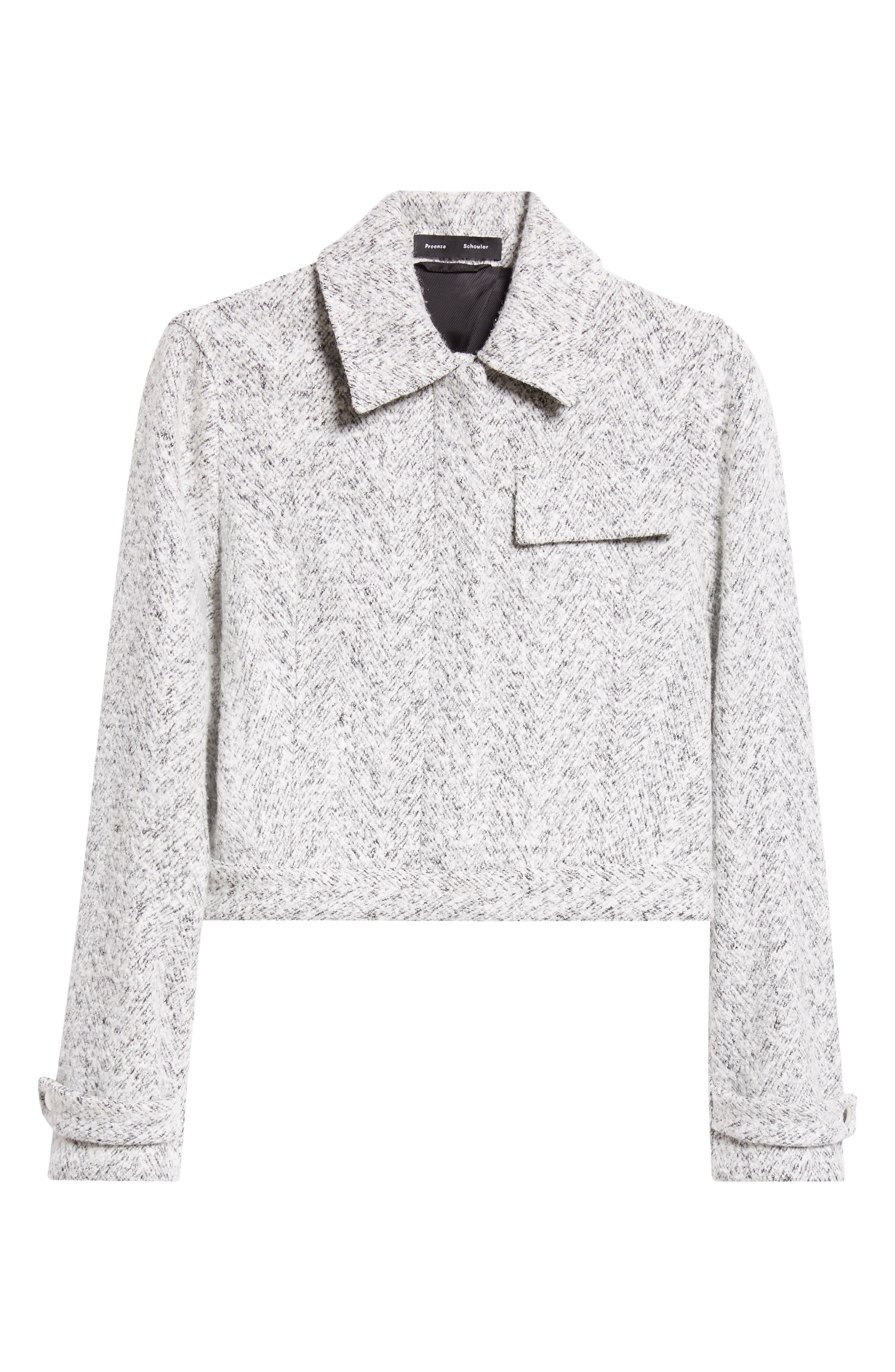 Proenza Schouler Rivers Herringbone Jacquard Bouclé Jacket in Black/Off White at Nordstrom - 7