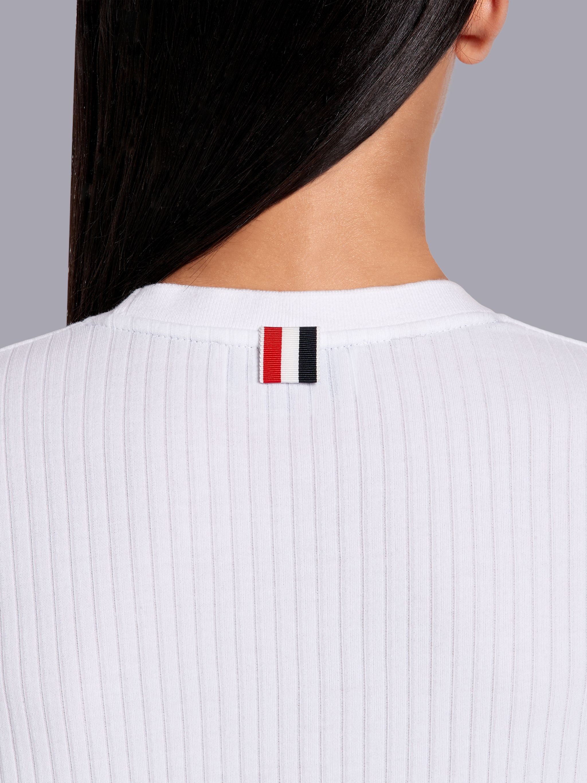 White High Twisted Rib Side Insert 4-Bar T-shirt - 6