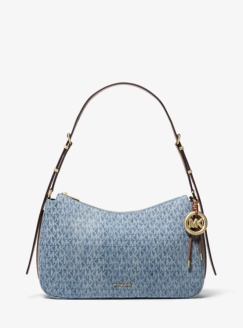 Nolita Medium Signature Logo Print Denim Convertible Shoulder Bag - 1
