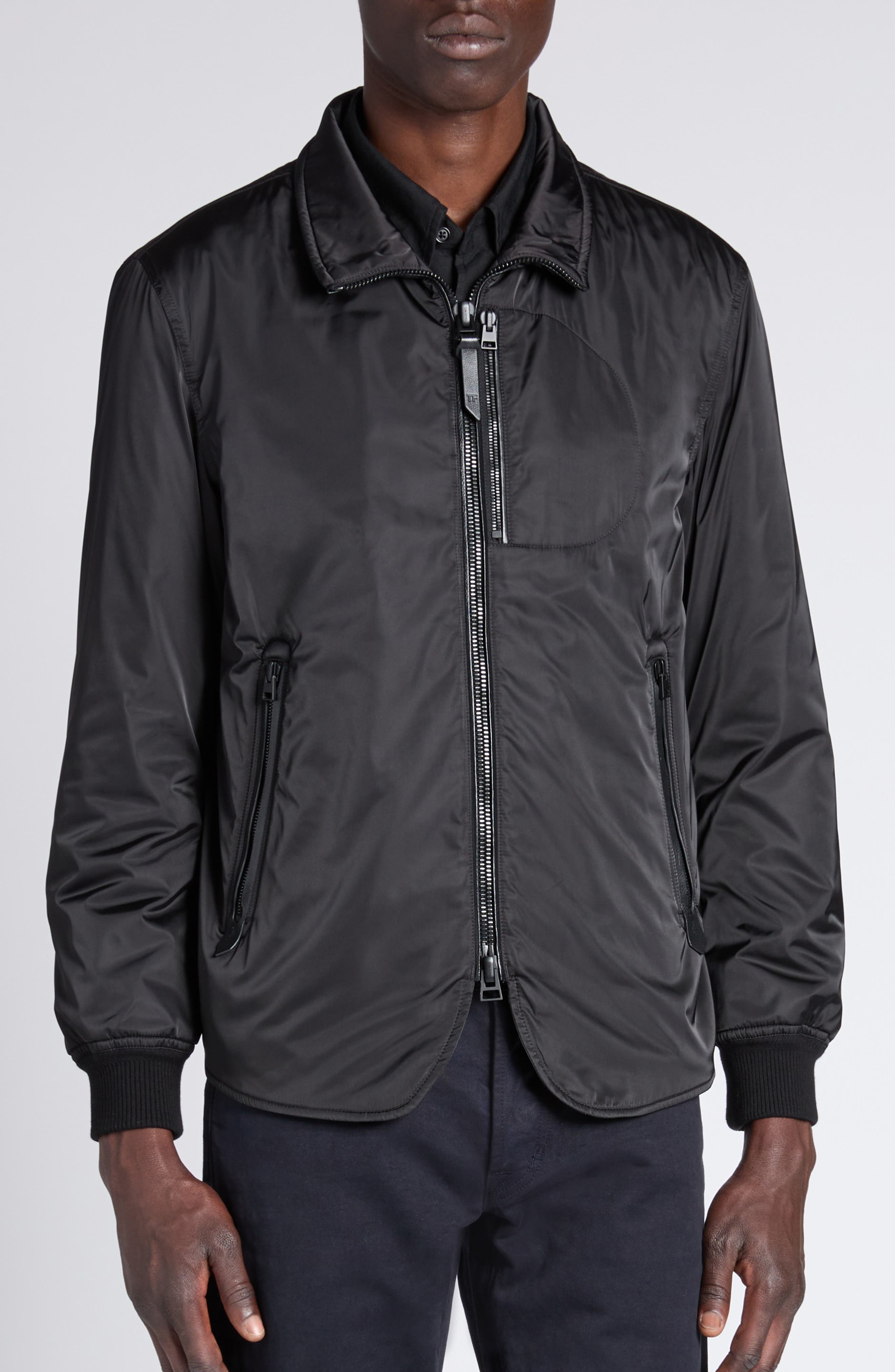 TOM FORD Microfiber Techno Satin Jacket in Lb999 Black at Nordstrom - 5