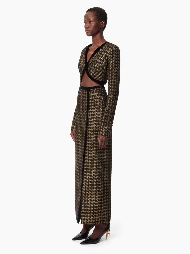 NINA RICCI LONG HOUNDSTOOTH TWEED SKIRT outlook