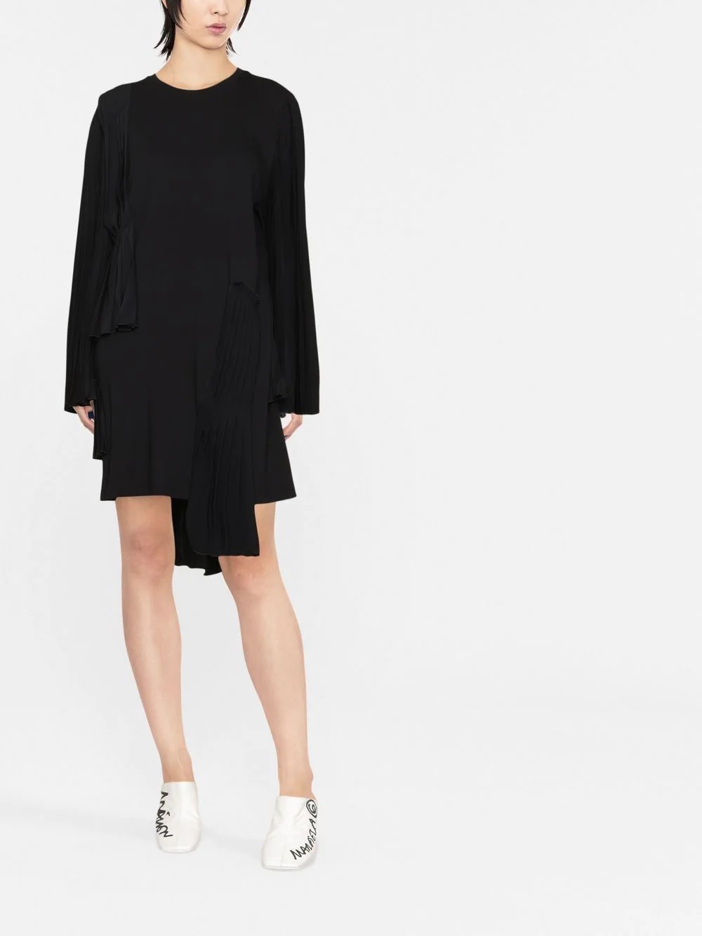 pleated asymmetric cotton dress - 2
