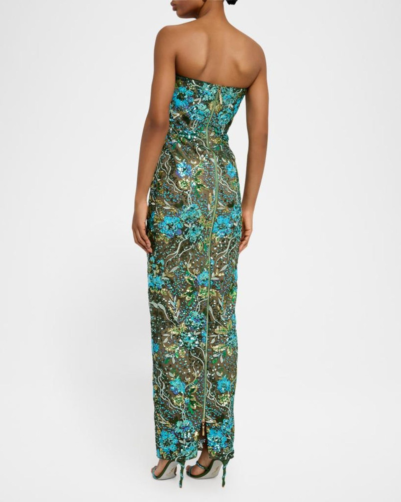 Dahlia Strapless Floral Sequin Column Gown 3