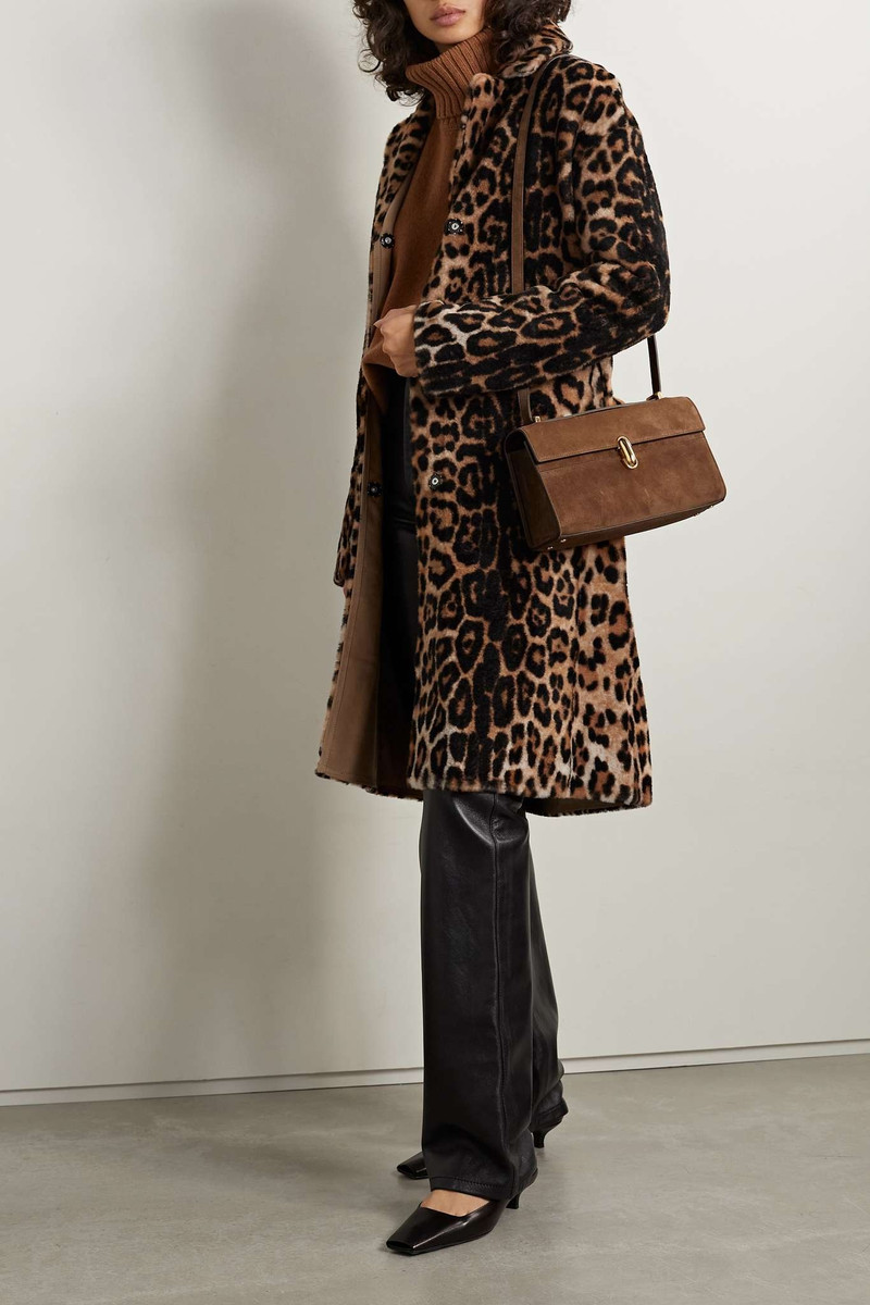 Yves Salomon Reversible belted leopard-print shearling coat outlook