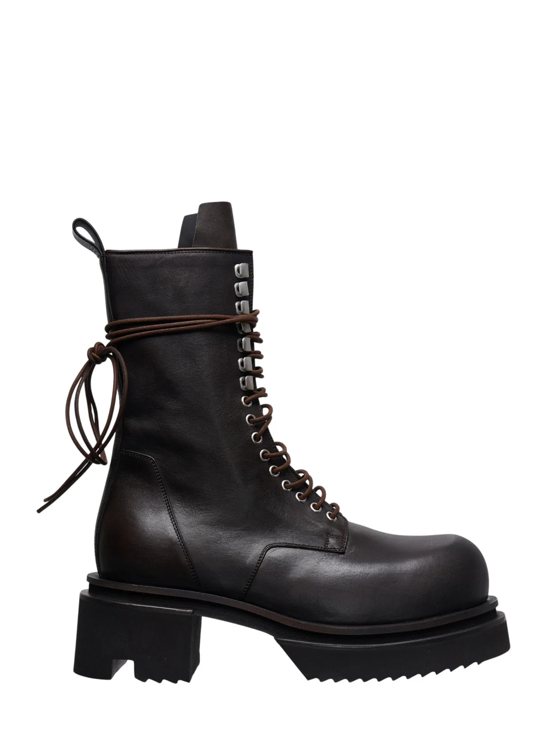 Lace-Up Washed Calf Leather Boots - 1