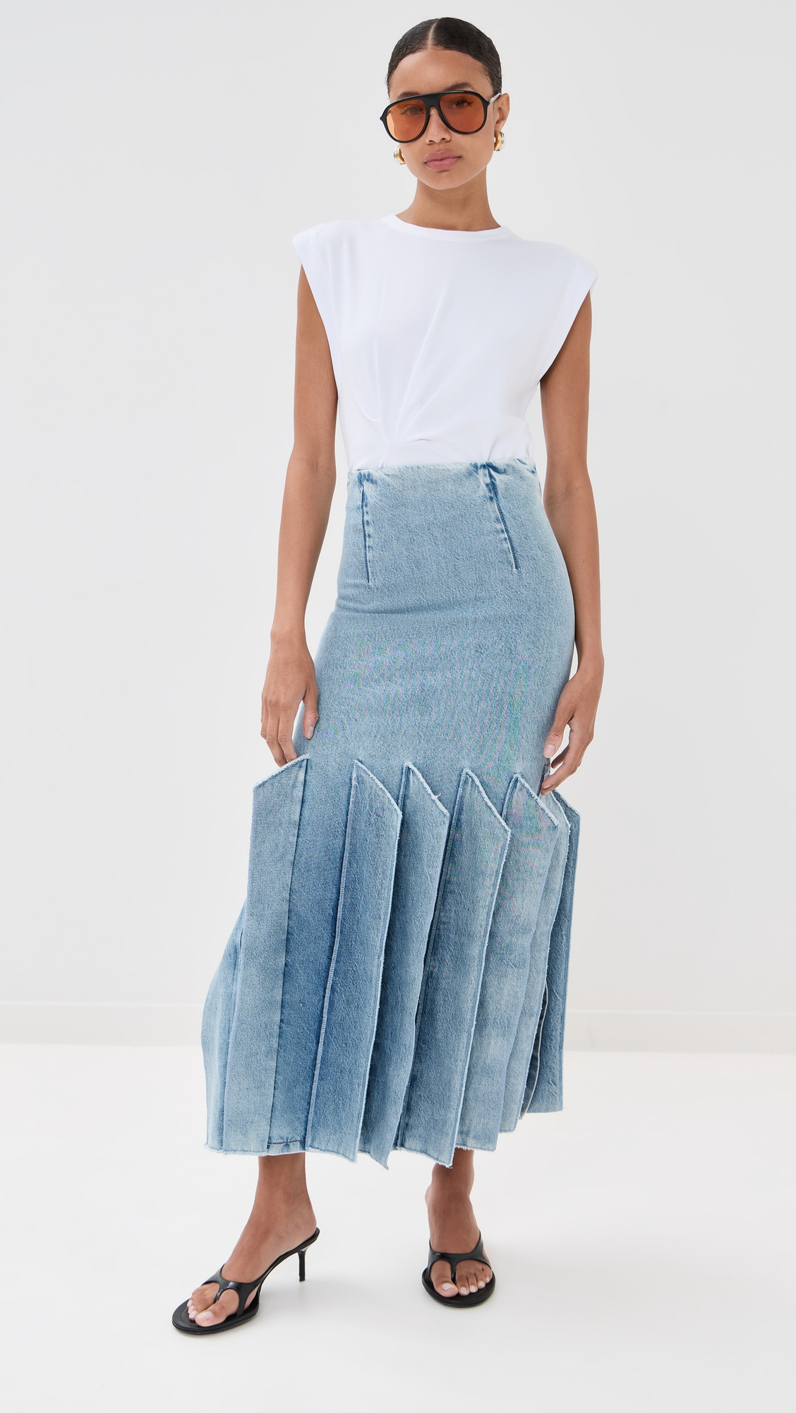 Denim Skirt with Panel Detail - 2