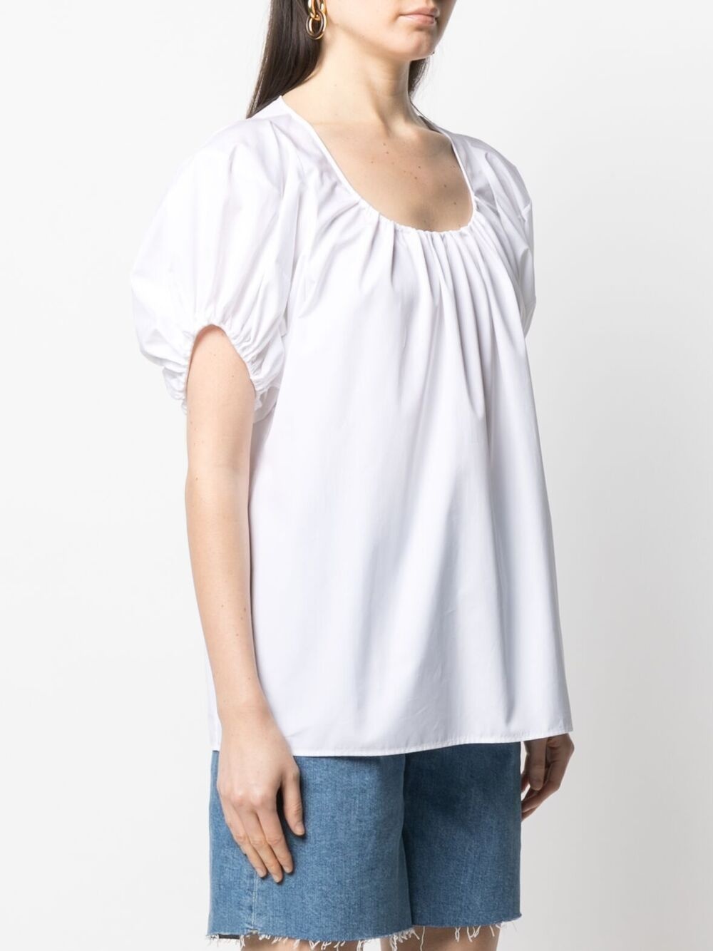 gathered-detail short-sleeve top - 3