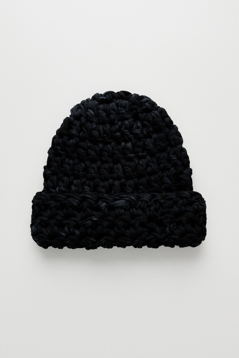 Crochet Beanie Overdyed Black Jersey 1