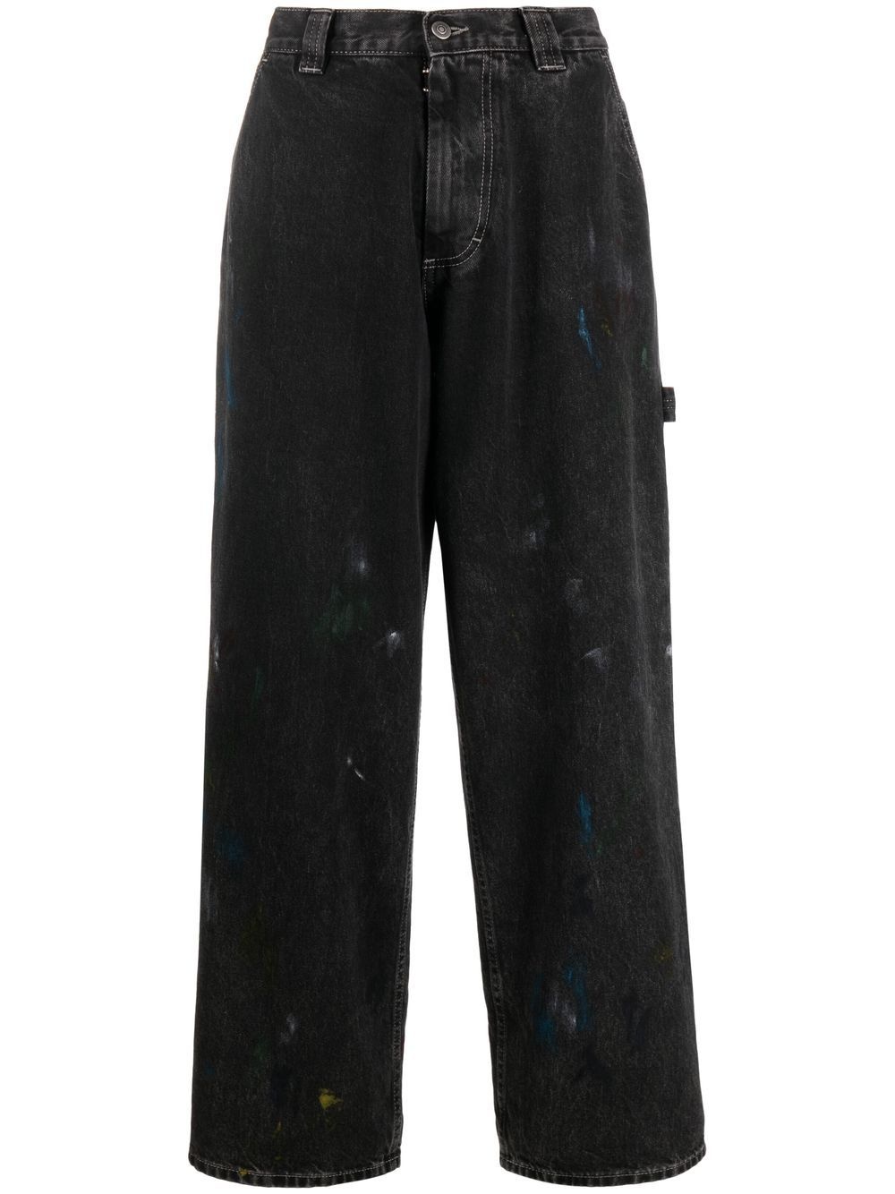paint-effect wide-leg jeans - 1
