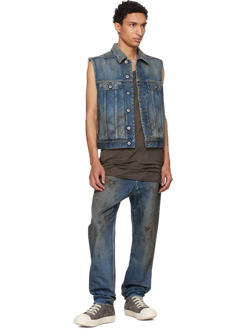 Rick Owens DRKSHDW Blue Temple Collapse Long Jeans outlook