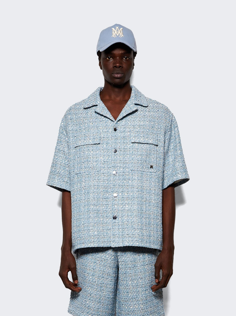 AMIRI Boucle Camp Shirt Ashley Blue outlook