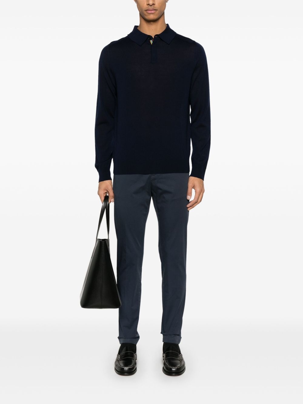 merino-wool longsleeved polo shirt - 2