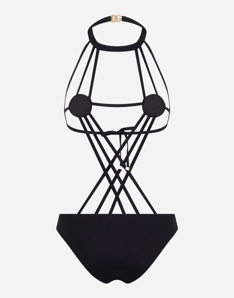 Dolce & Gabbana Swimsuit with crossover laces and DG logo outlook