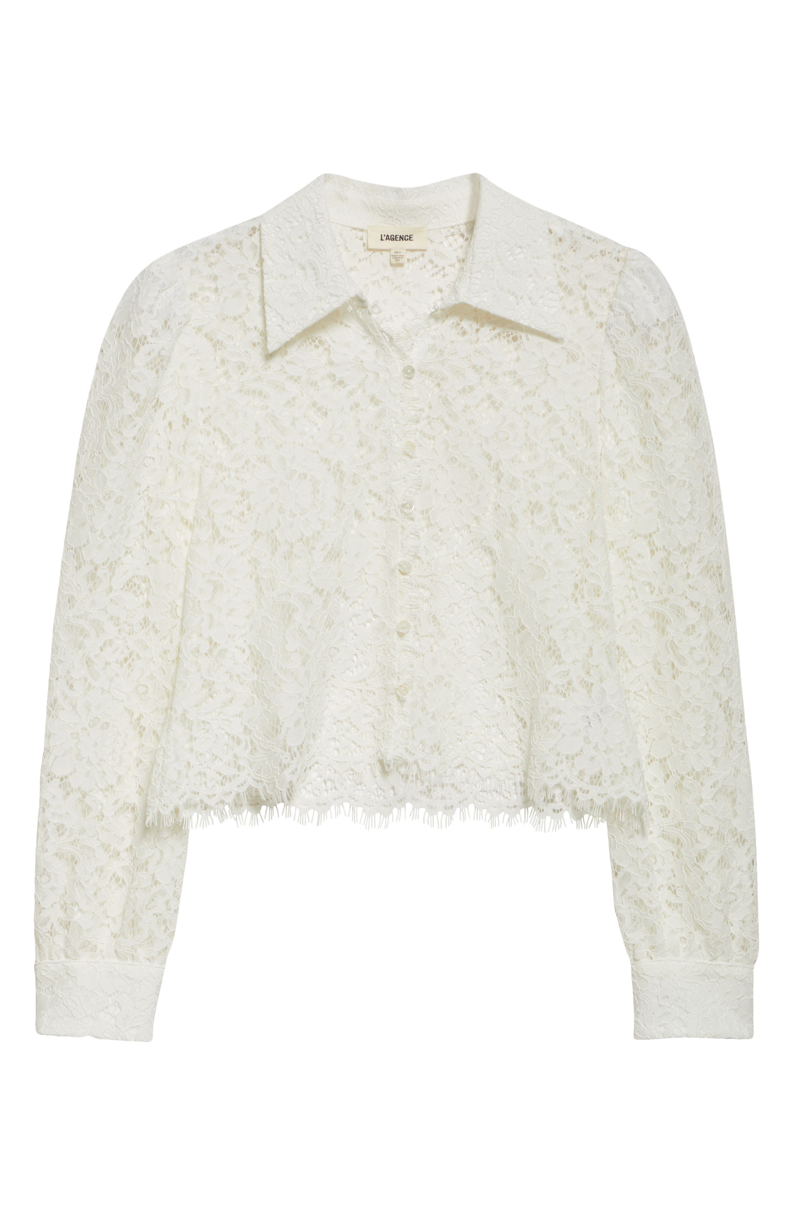 L'AGENCE Anita Lace Shirt in Ivory at Nordstrom - 5