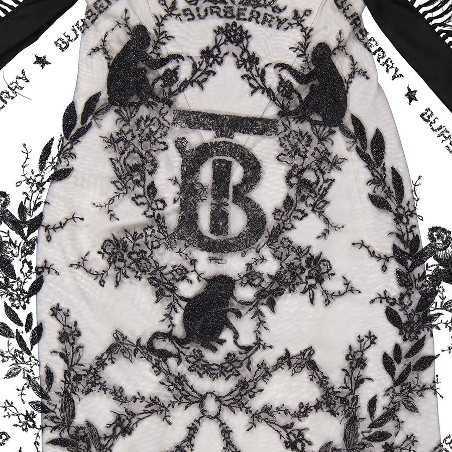 Burberry Ladies Snow Tasselled Tulle-overlay Twill Dress - 7