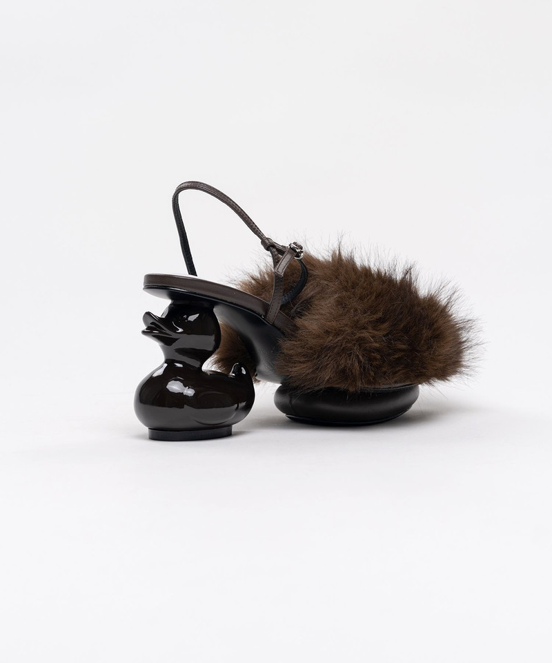 Duck Heel Fur Sandals 10