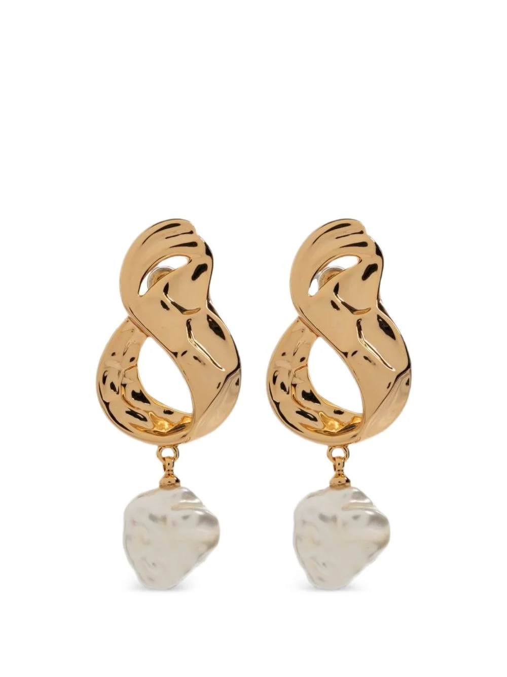 pearl-pendant twisted earrings - 1