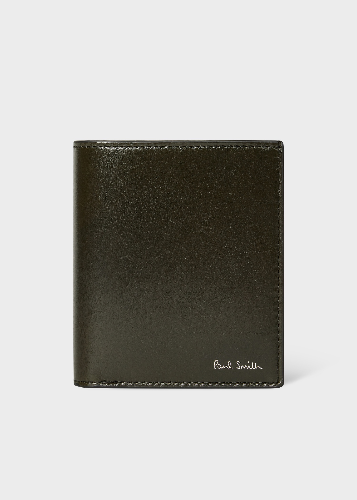 Dark Green Leather Compact Billfold Wallet - 1