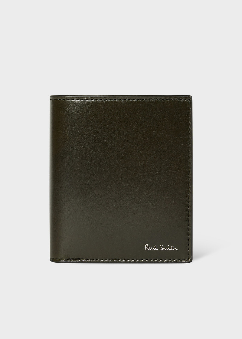 Dark Green Leather Compact Billfold Wallet 1
