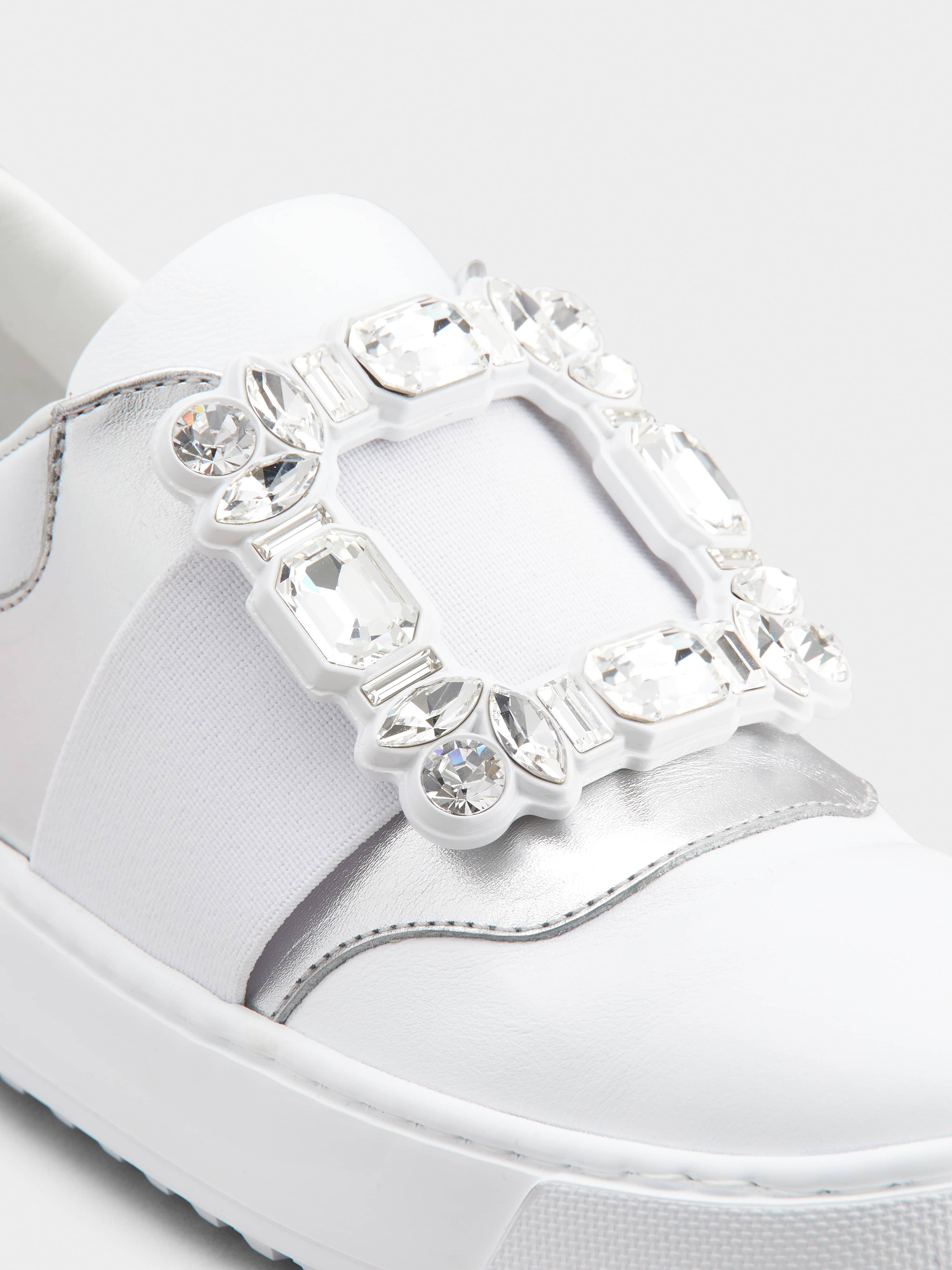 Very Vivier Strass Buckle Sneakers in Leather - 3