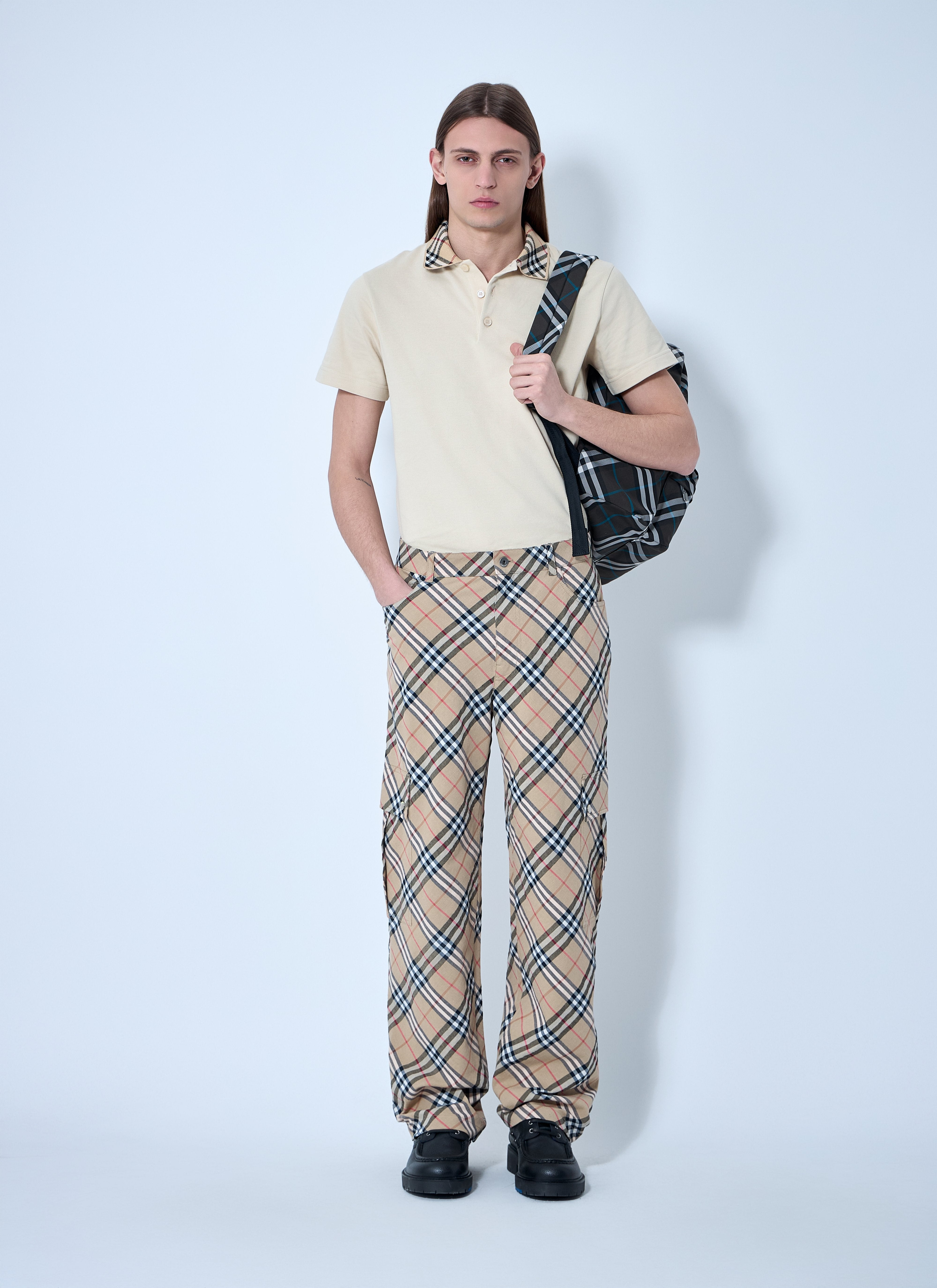 Burberry Men Check Linen-Blend Pants - 2