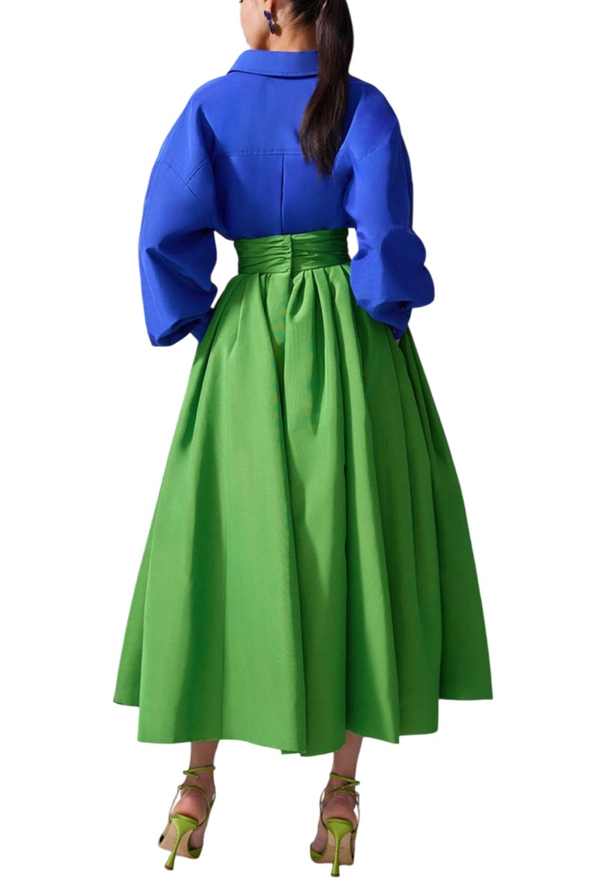 CUMMBERBUND-WAIST MIDI SKIRT - 3