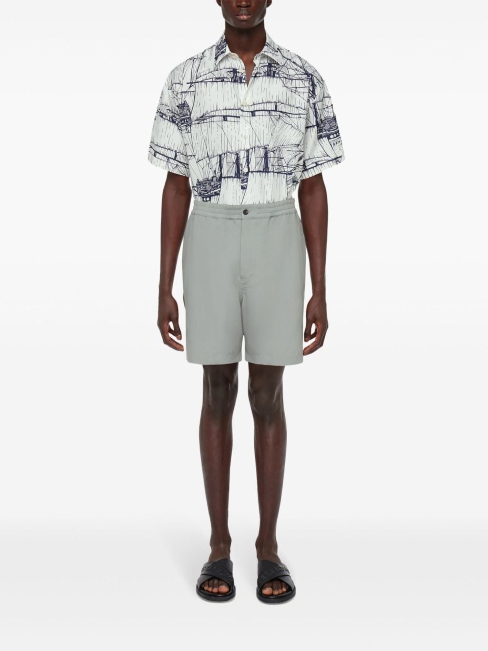 logo-embroidered straight-leg shorts - 2