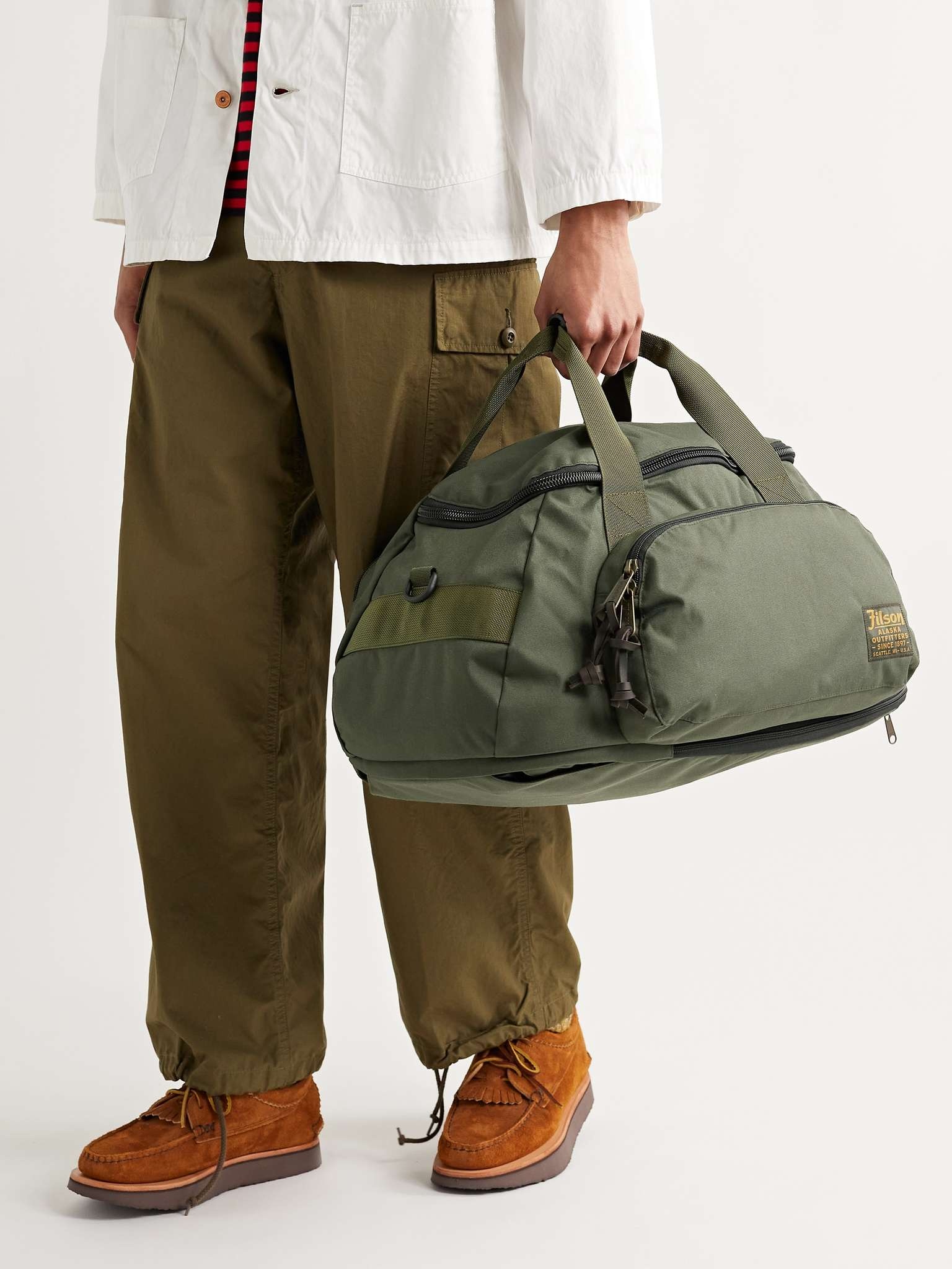 Leather-Trimmed Nylon Duffle Bag - 2