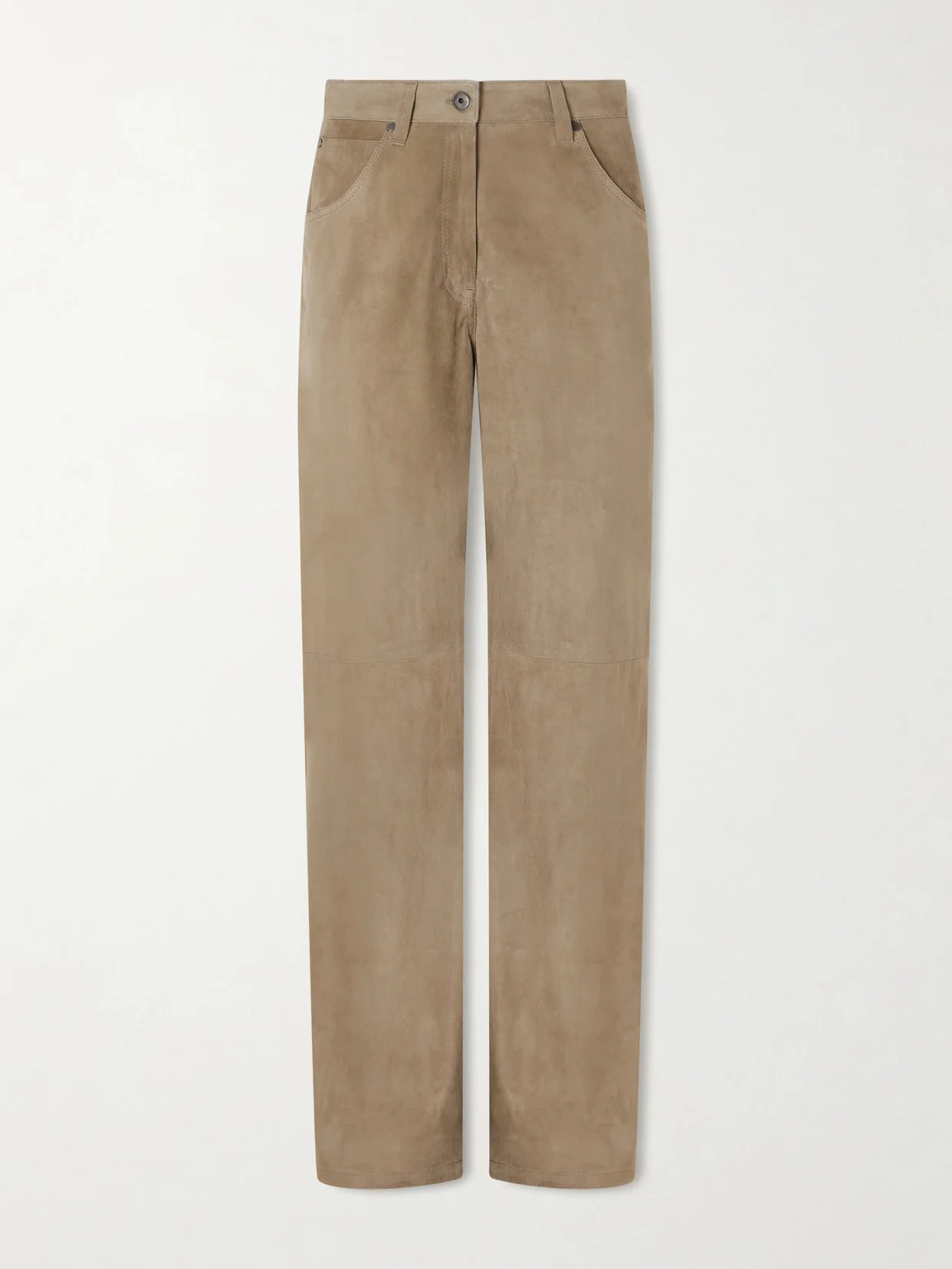 Embellished Paneled Suede Wide-leg Pants - 1