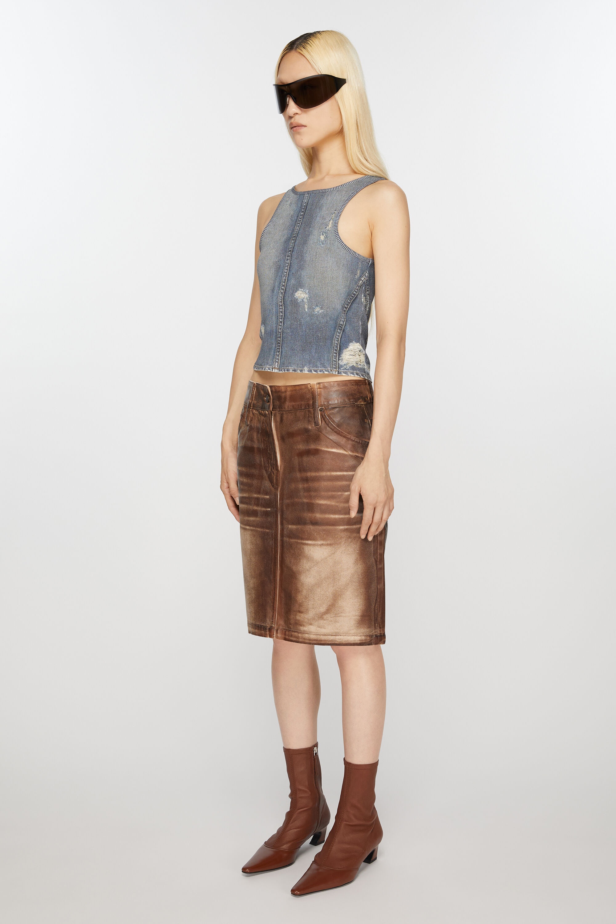 Printed skirt - Caramel/white - 3