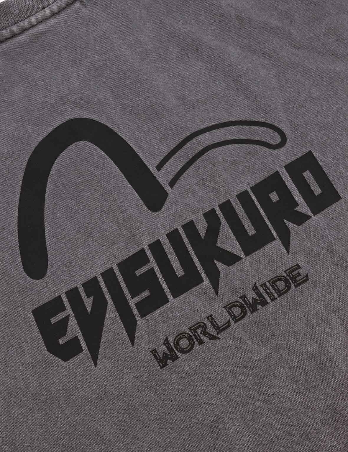 Washed Logo Embroidery and Print Loose Fit T-shirt - 10