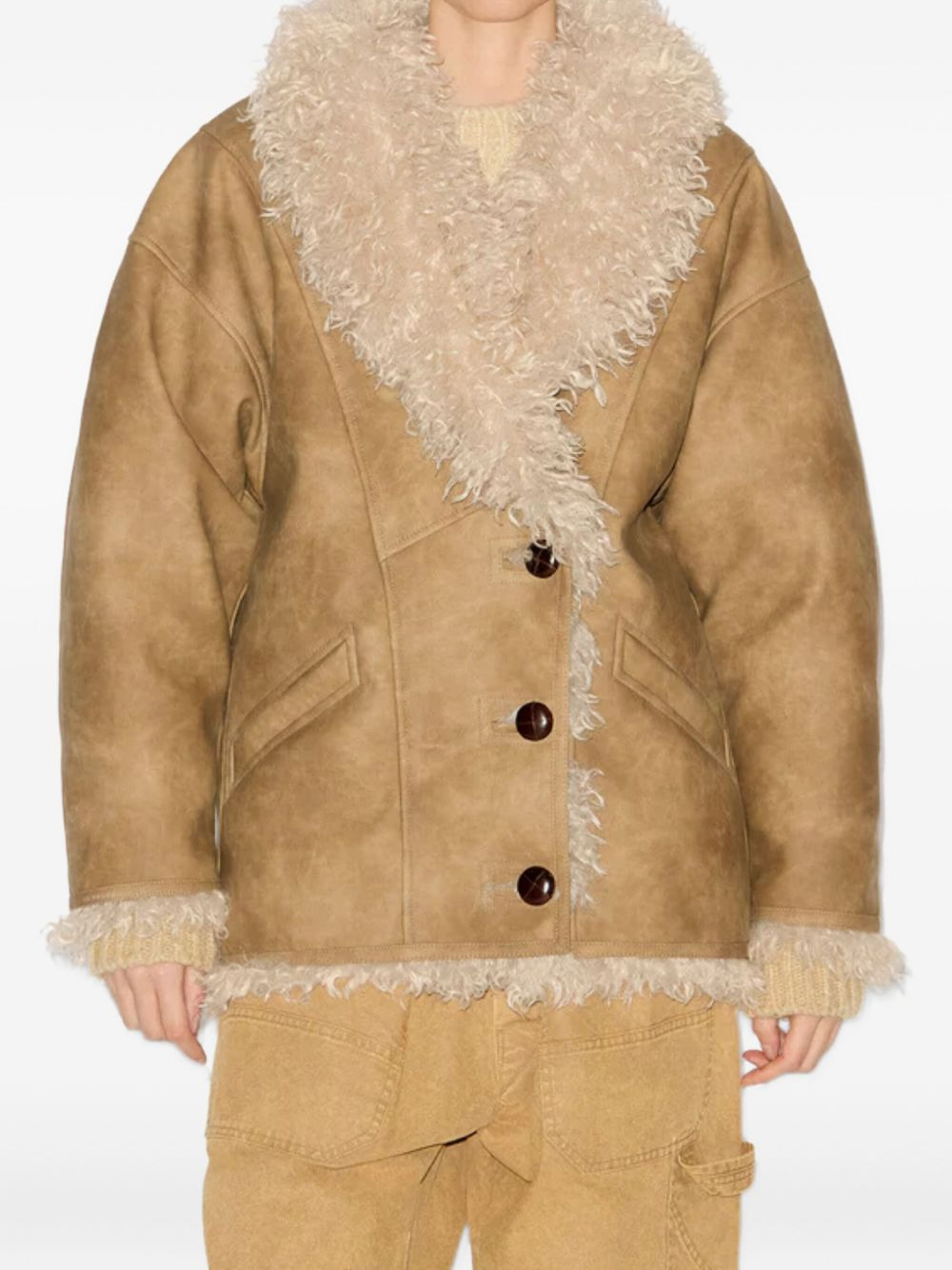 Clea faux-shearling collar coat - 3