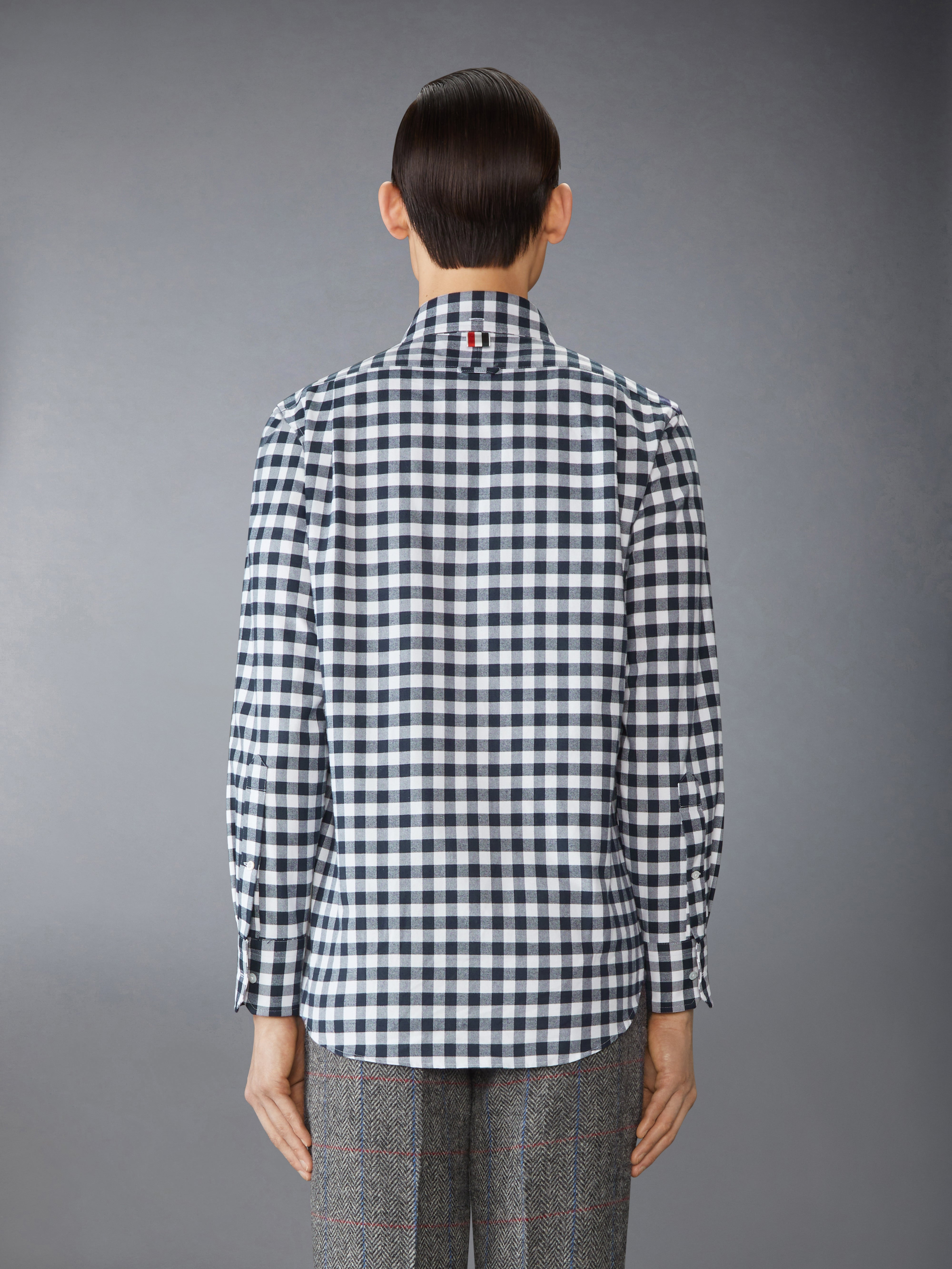 GINGHAM CHECK FLANNEL SATIN STITCH BIRDS SHIRT - 4