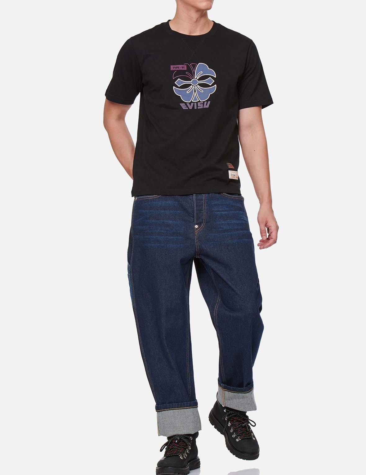 SEAGULL AND KANJI EMBROIDERED REGULAR STRAIGHT FIT WORKER JEANS #2008 - 6