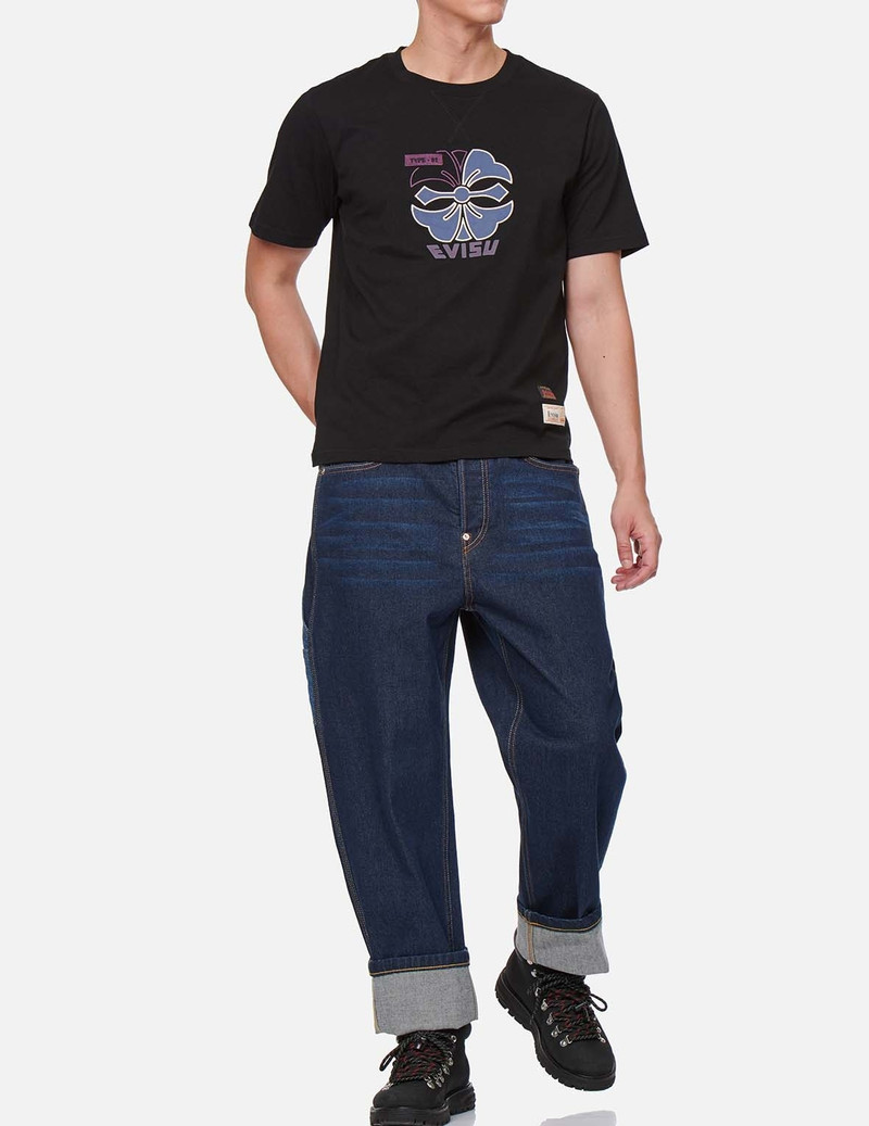 SEAGULL AND KANJI EMBROIDERED REGULAR STRAIGHT FIT WORKER JEANS #2008 6