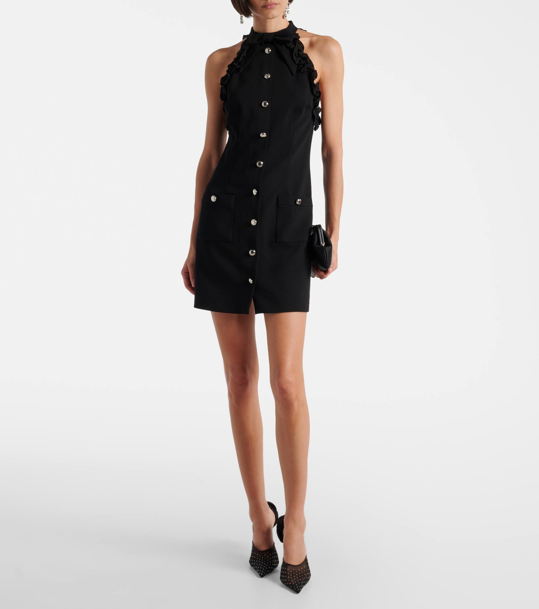 Bow-detail wool-blend crêpe minidress - 2