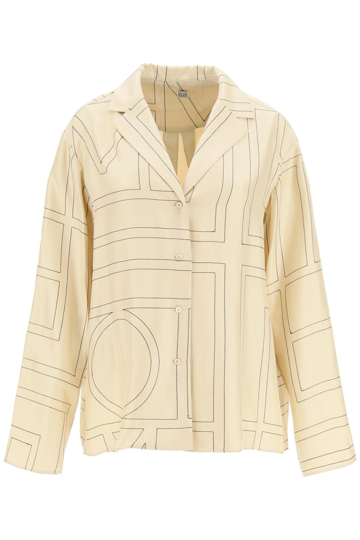 MONOGRAM SILK TWILL PAJAMA SHIRT - 1