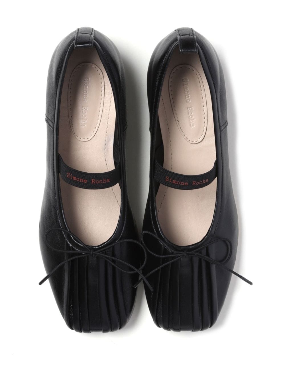 logo-strap leather ballerina shoes - 6