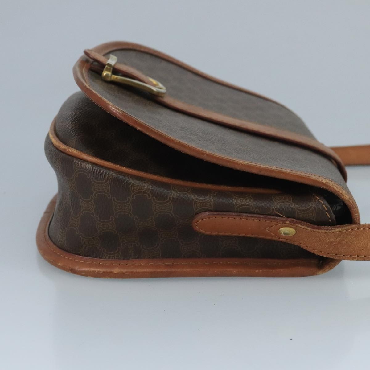 CELINE Macadam Canvas Shoulder Bag Pvc Leather Brown - 3