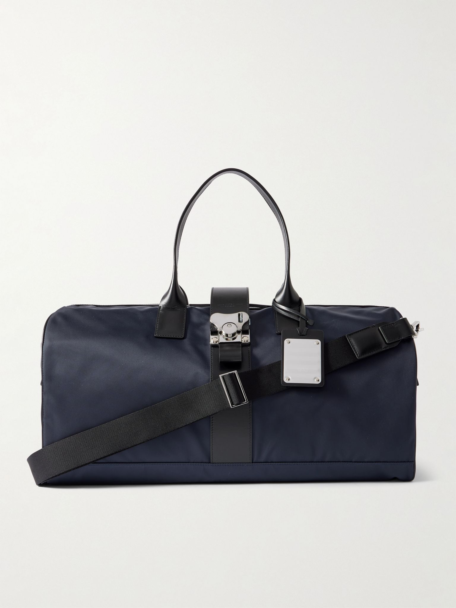 Butterfly Leather-Trimmed Nylon Duffle Bag Black - 1