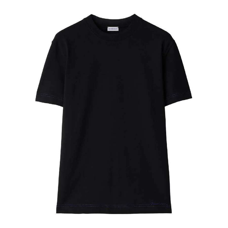 Burberry Logo Embroidered Cotton T-Shirt - 5