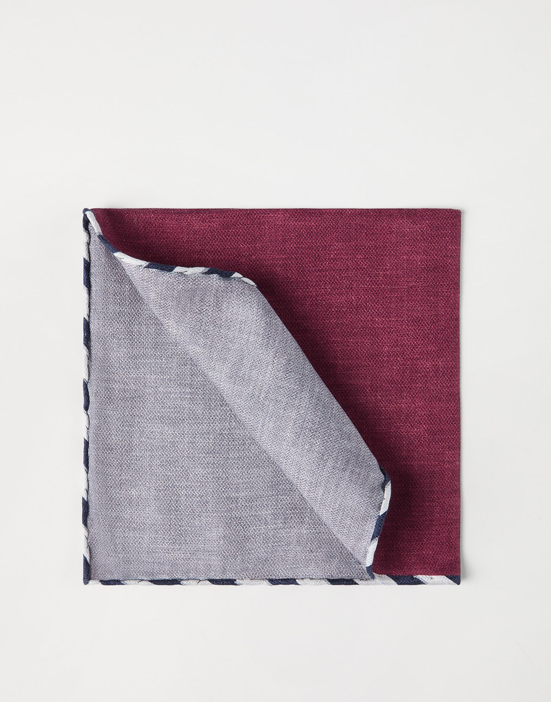 Silk pocket square with striped border 1