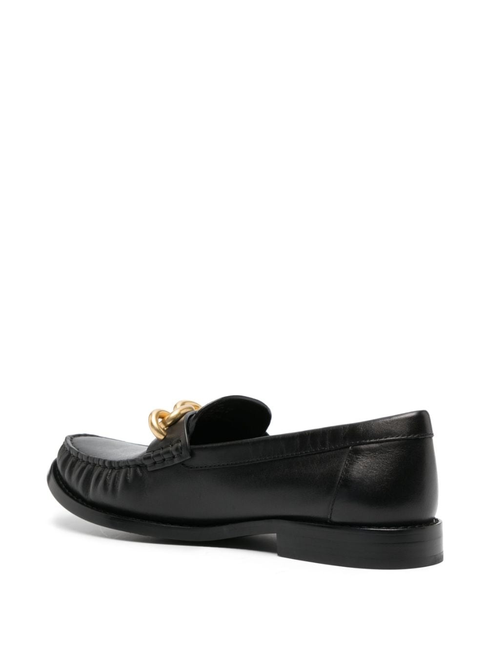 chain-link detailing leather loafers - 3