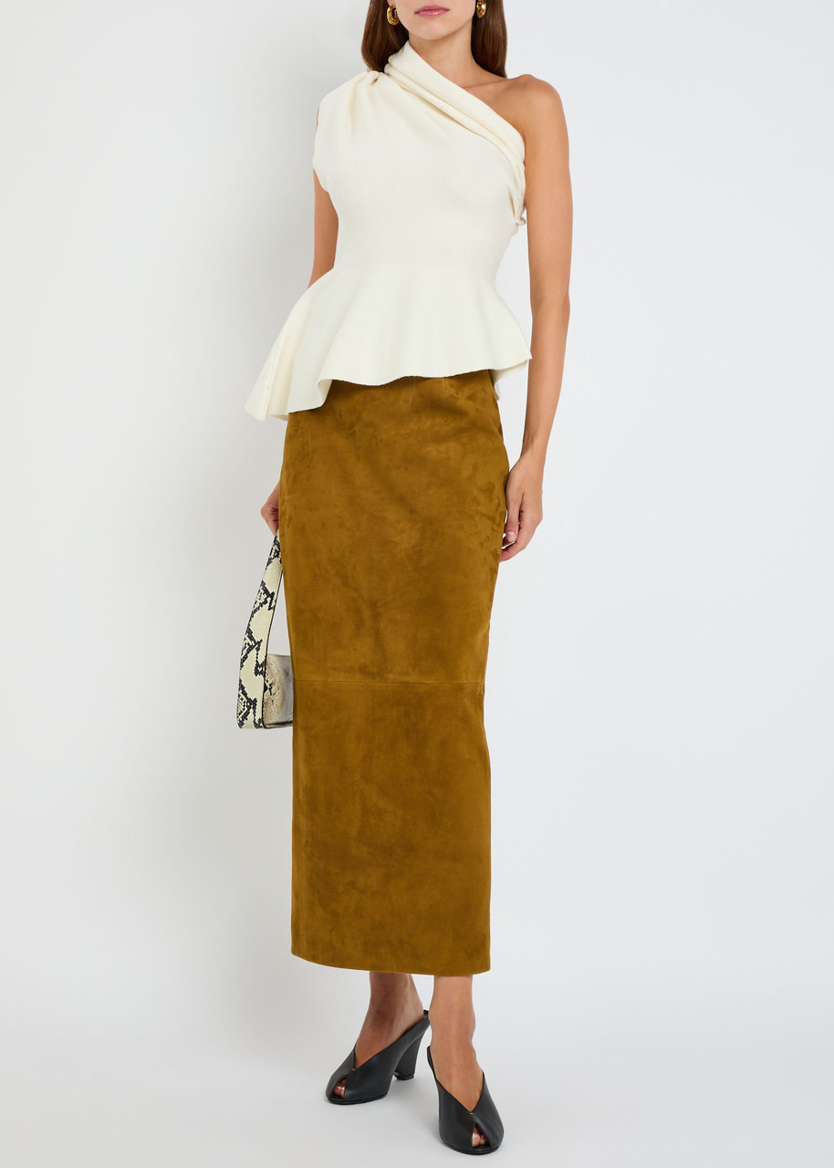 Khaite Aime Asymmetric Wool-blend top - 4