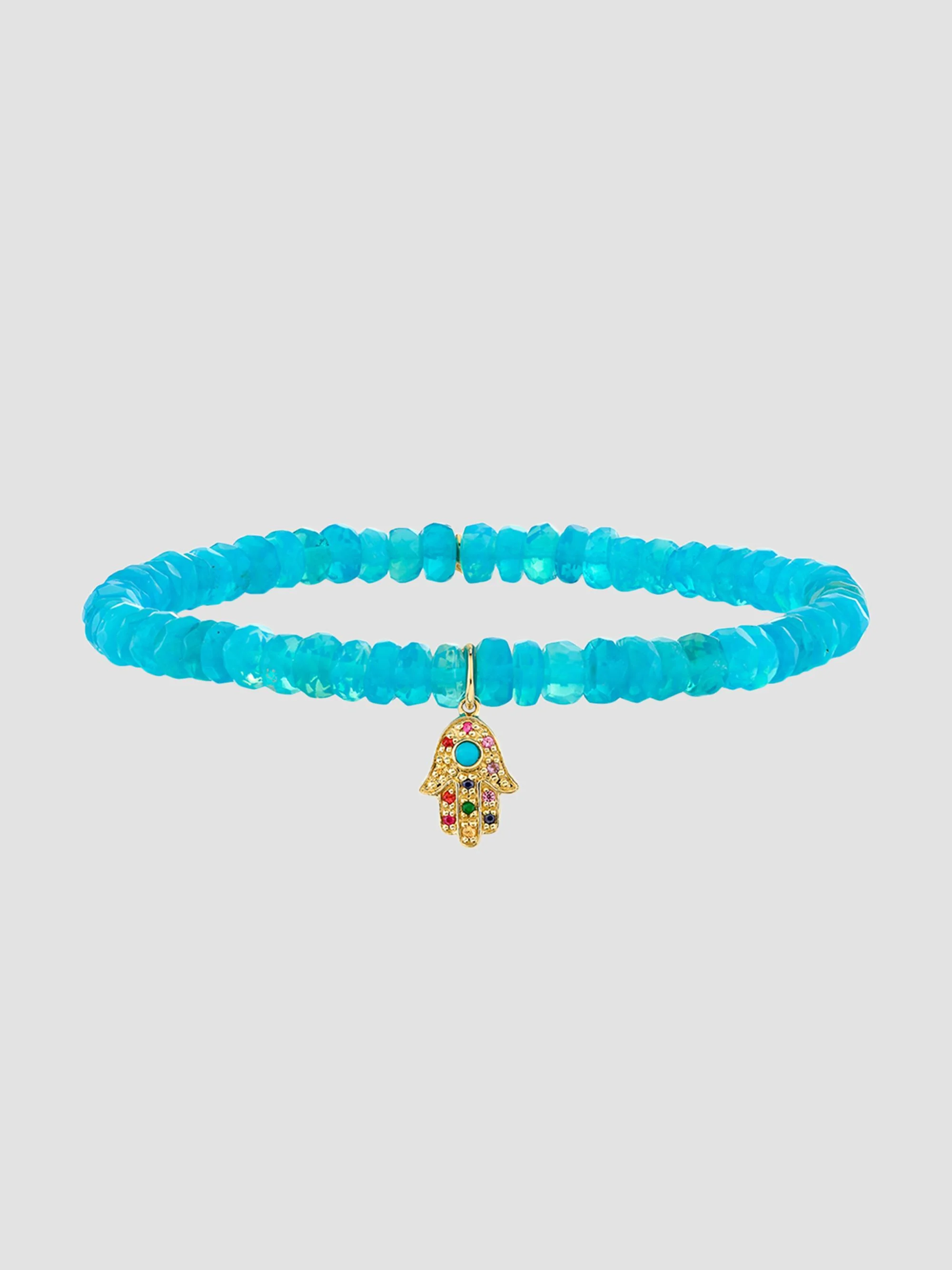 Women's 14K Yellow Gold, Blue Ethiopian Opal & Multi-Gemstone Beaded Stretch Bracelet - Gold - 1
