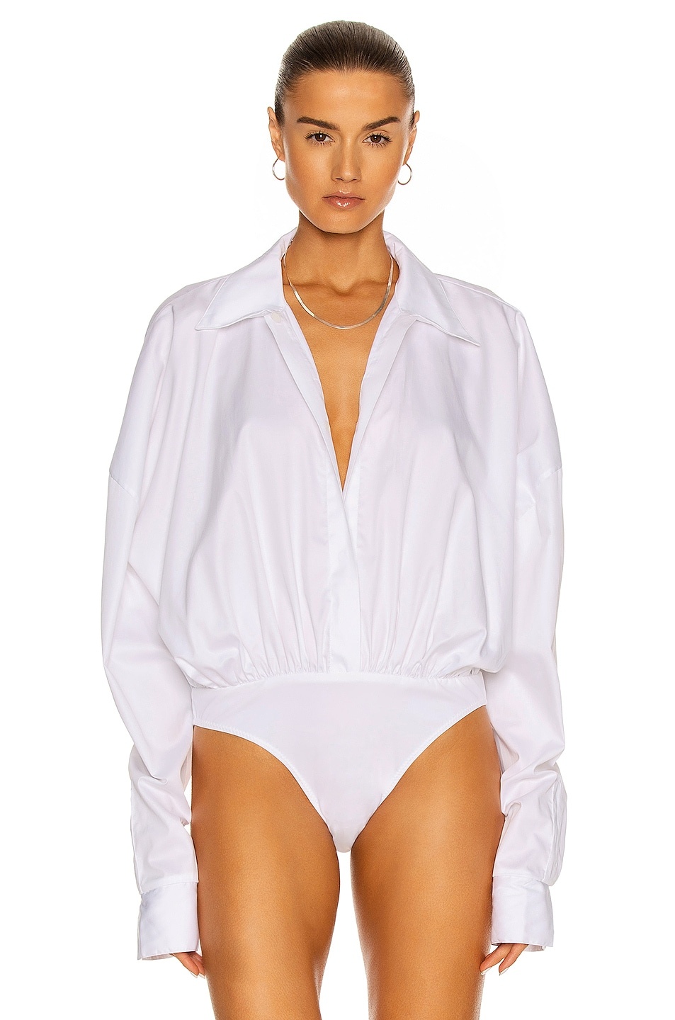 Oversized Boyfriend Shirt Bodysuit - 2