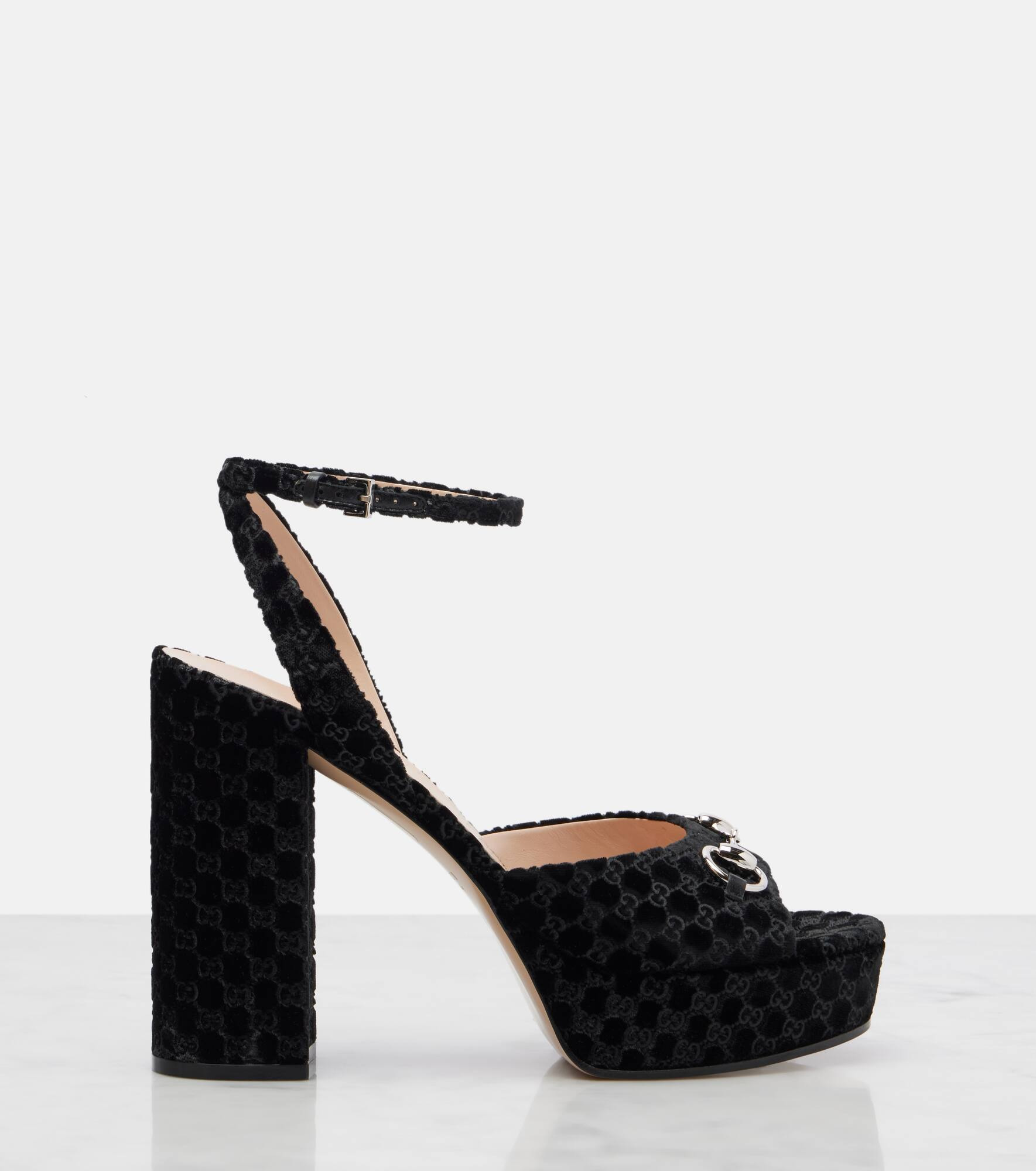 Lady Horsebit velvet sandals - 4