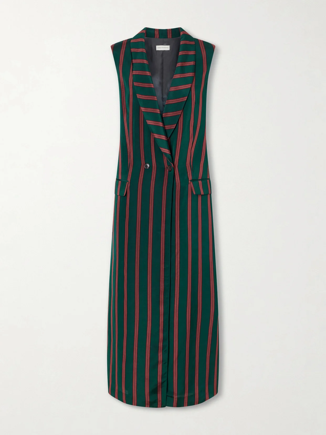 Covy Striped Satin Long Coat - 1