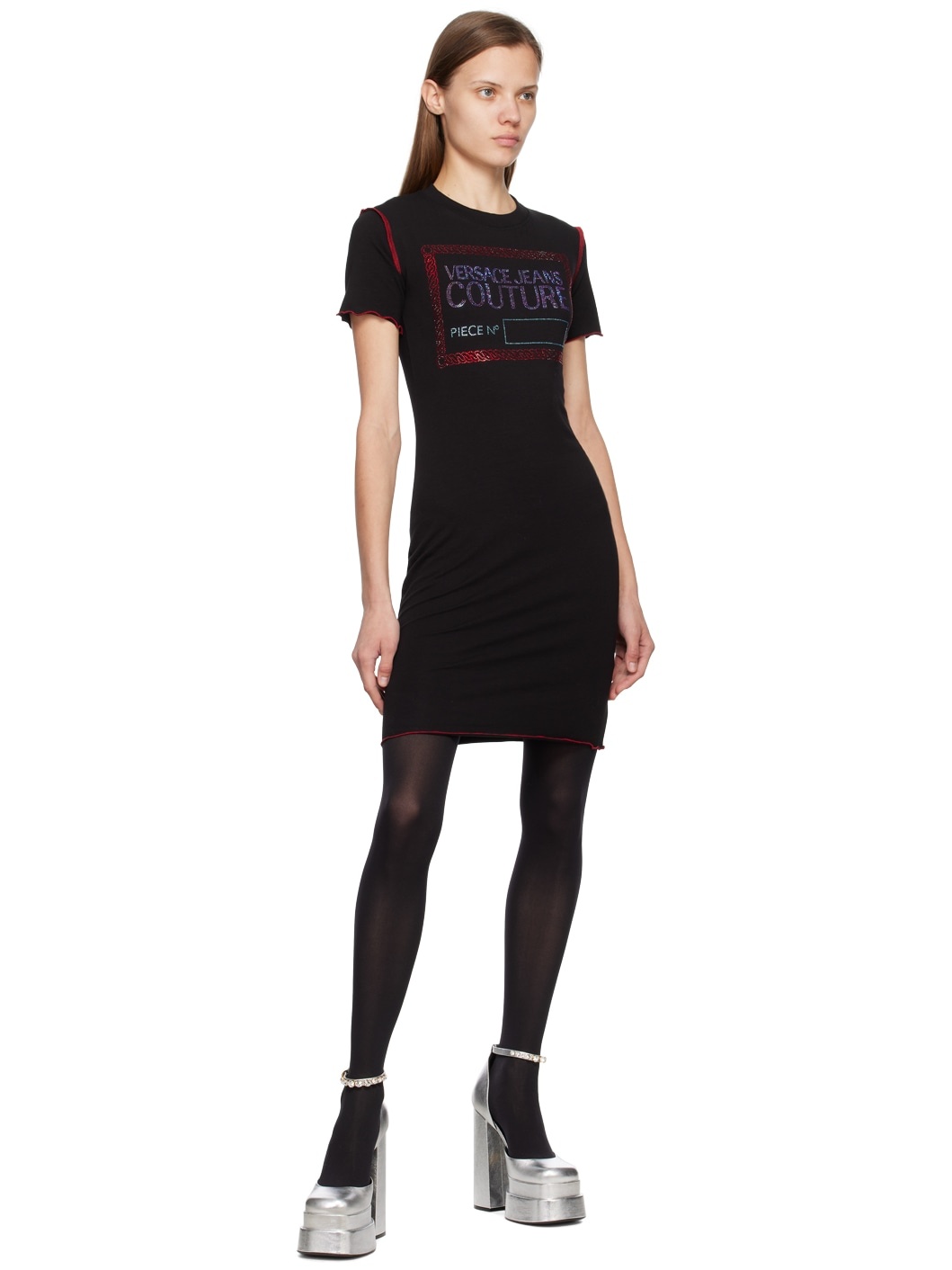 Black Crystal-Cut Minidress - 4